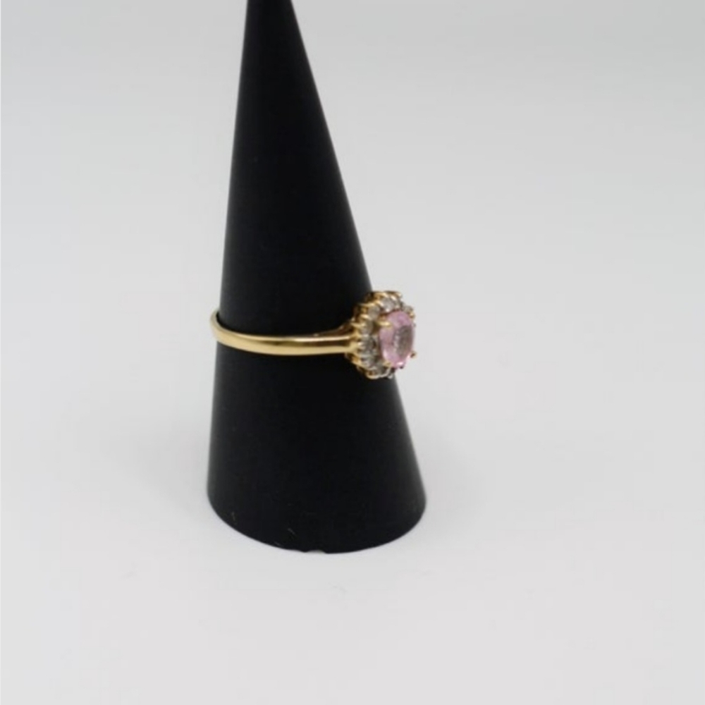 Pink sapphire and diamond 9ct gold vintage cluster ring - Picture 3 of 5